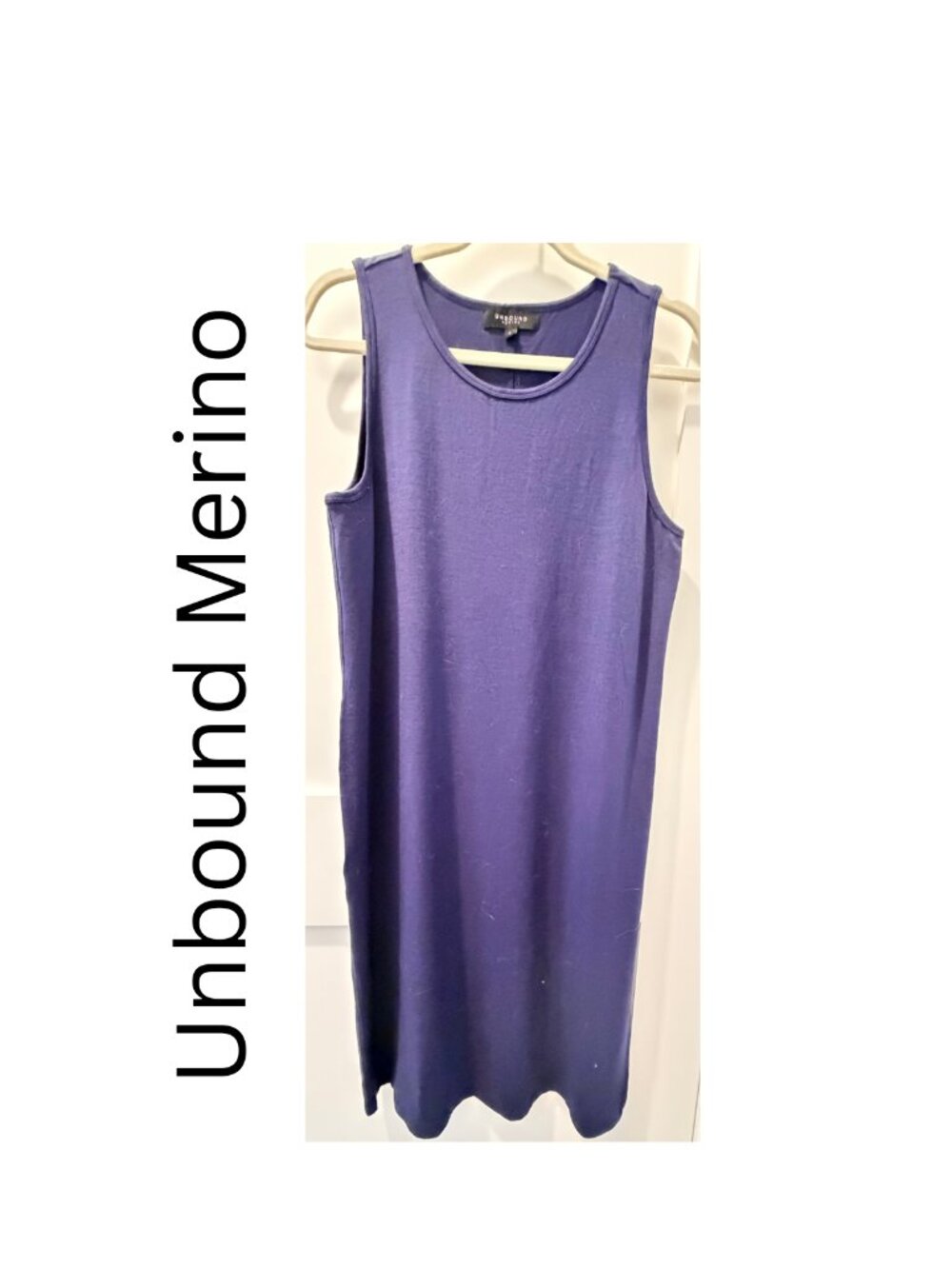Unbound Merino Dark Violet Travel Midi Dress - L NWOT